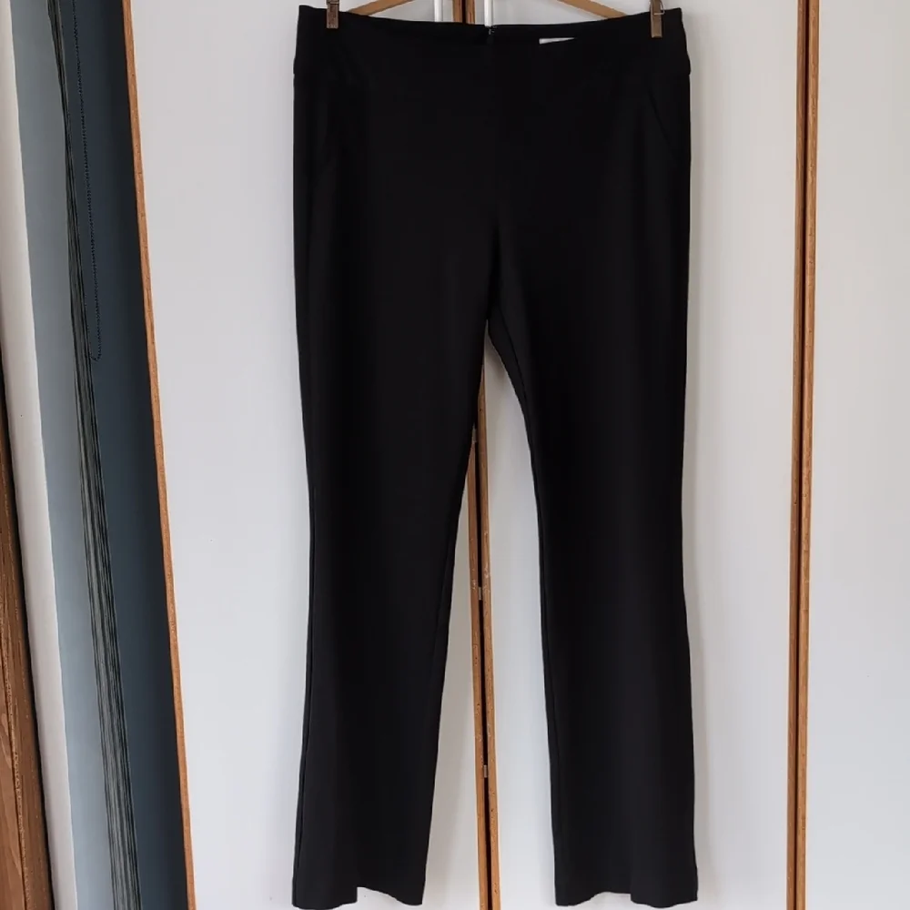 Cabi Black Rave Ponte Knit Pants Women's 10 #542R Back Zip Bootcut Trouser